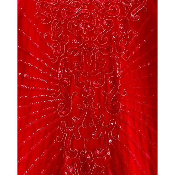 Vintage Silk Beaded Dress, Size S, 1980s Midi Dress, Sparkly Party Dress - Picture 11 of 11